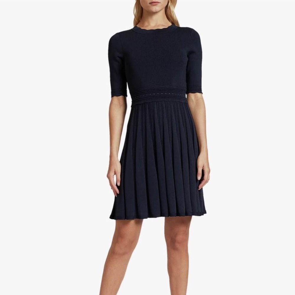 Ted Baker Dorlean Scallop Trim Skater Dress Navy